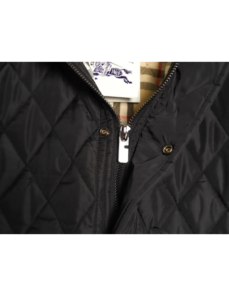Burberry Corduroy Collar Pocket Quilted Check Cotton Jacket,Burberry Jacket,Jacket,APPAREL