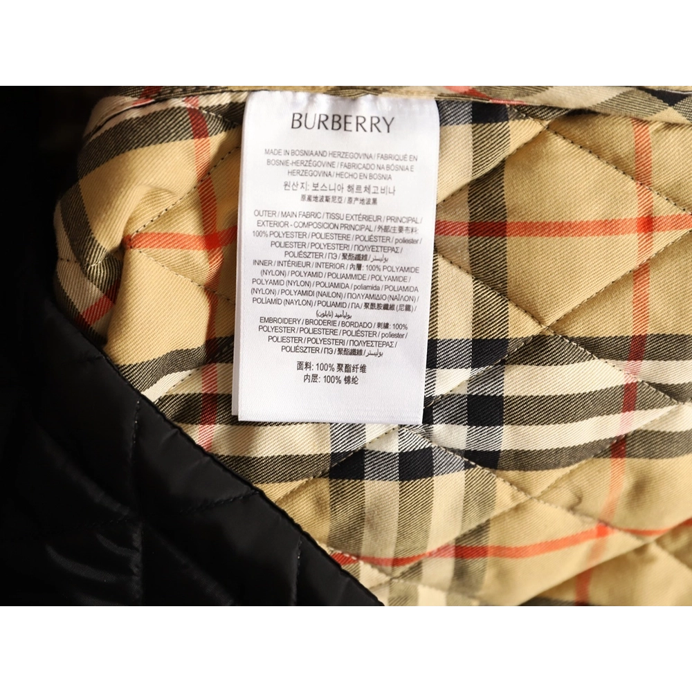 Burberry Corduroy Collar Pocket Quilted Check Cotton Jacket,Burberry Jacket,Jacket,APPAREL