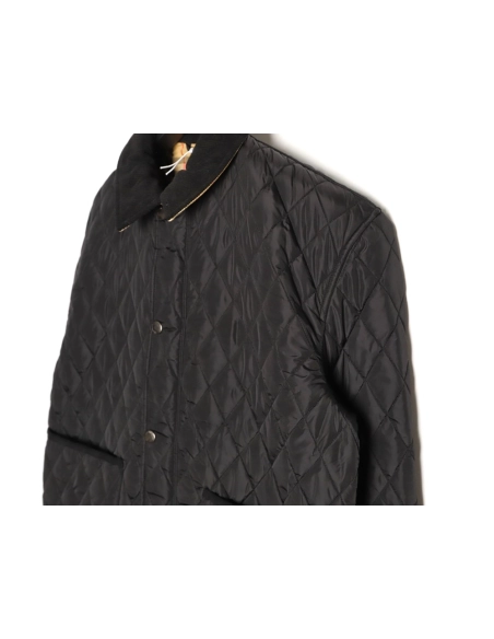 Burberry Corduroy Collar Pocket Quilted Check Cotton Jacket,Burberry Jacket,Jacket,APPAREL