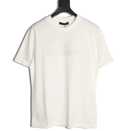 Louis Vuitton cursive embroidered shortsleeved Tshirt,Louis Vuitton T Shirt,Tshirt,APPAREL
