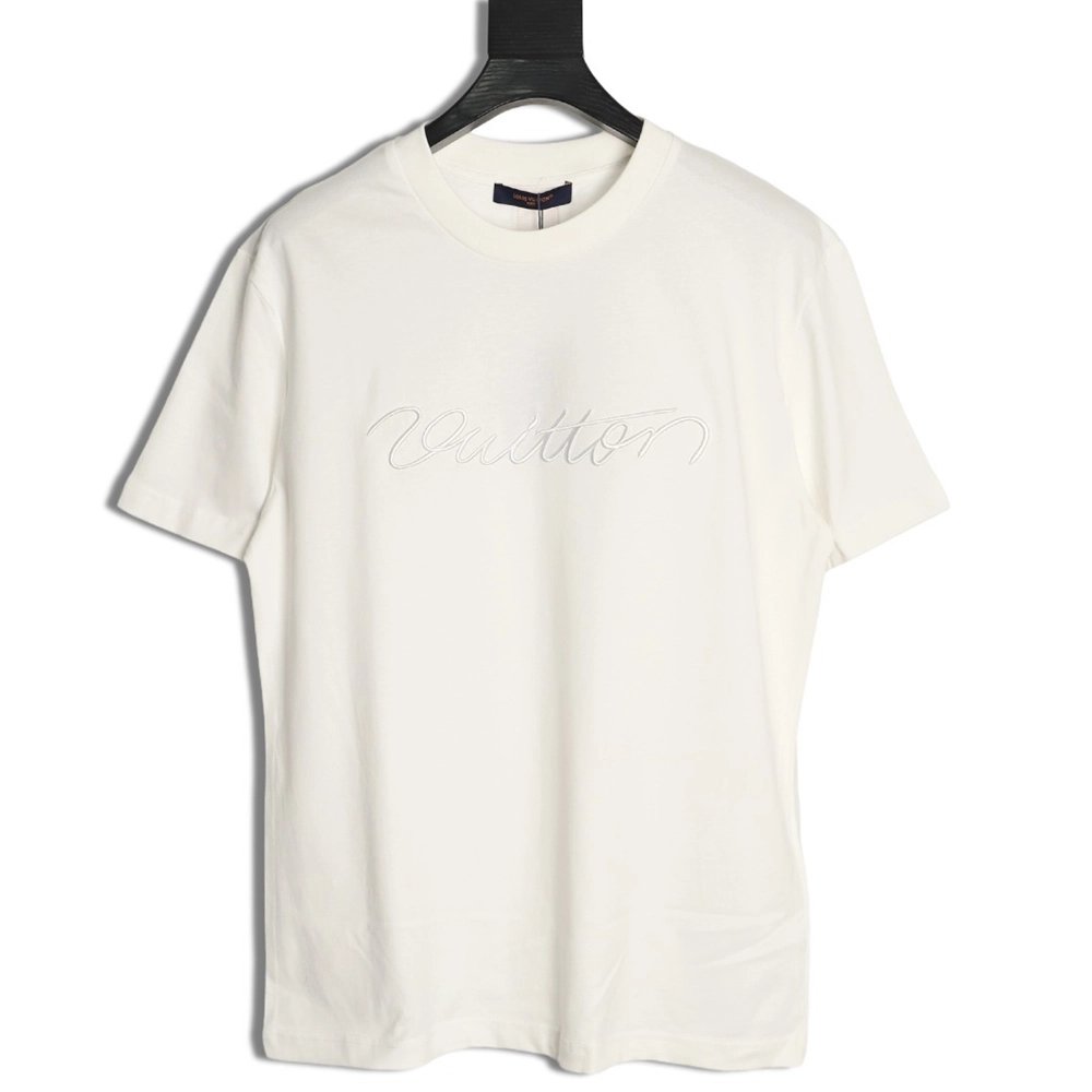 Louis Vuitton cursive embroidered shortsleeved Tshirt,Louis Vuitton T Shirt,Tshirt,APPAREL
