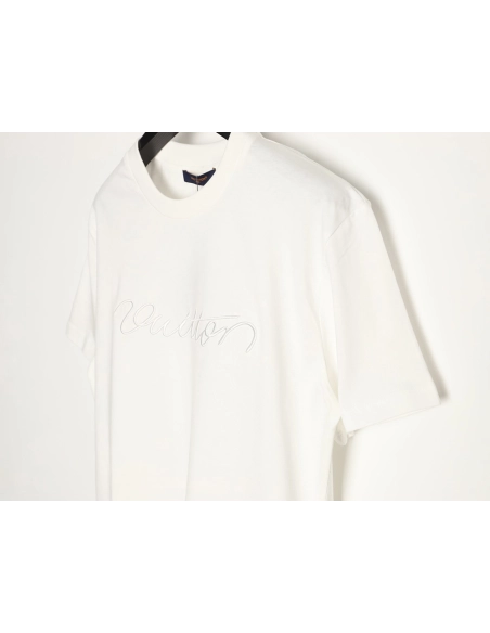 Louis Vuitton cursive embroidered shortsleeved Tshirt,Louis Vuitton T Shirt,Tshirt,APPAREL