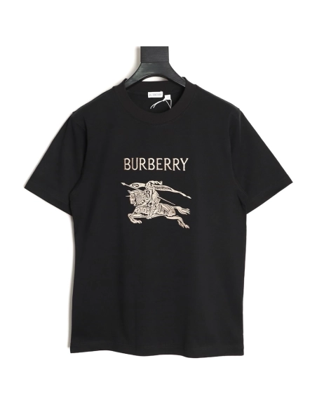 Burberry Equestrian Gold Embroidered Knight ShortSleeve TShirt,Burberry T Shirt,Tshirt,APPAREL