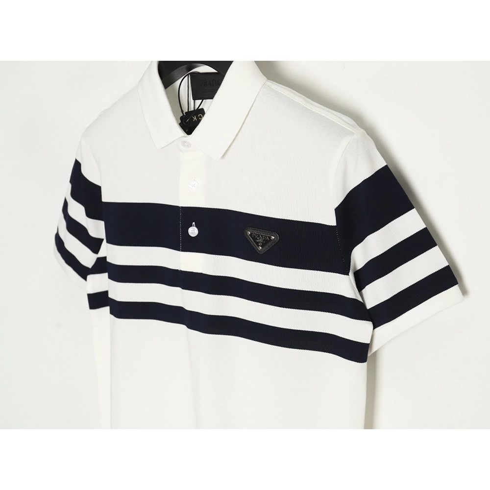 Prada StripedPanel ShortSleeve Polo,Prada Shirt,Shirt,APPAREL