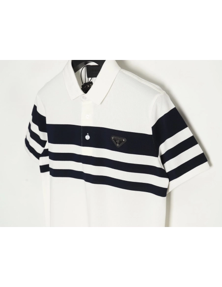 Prada StripedPanel ShortSleeve Polo,Prada Shirt,Shirt,APPAREL