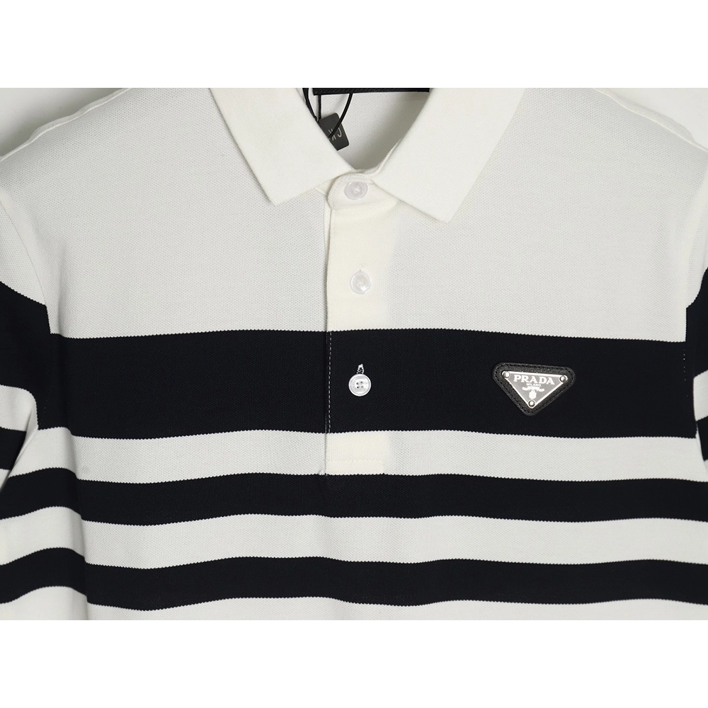 Prada StripedPanel ShortSleeve Polo,Prada Shirt,Shirt,APPAREL