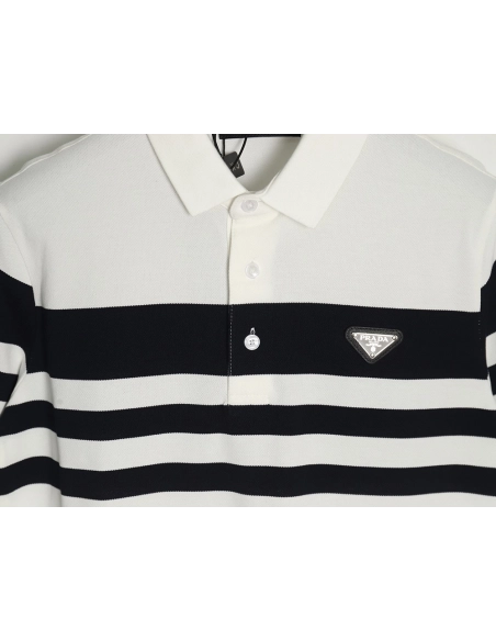 Prada StripedPanel ShortSleeve Polo,Prada Shirt,Shirt,APPAREL