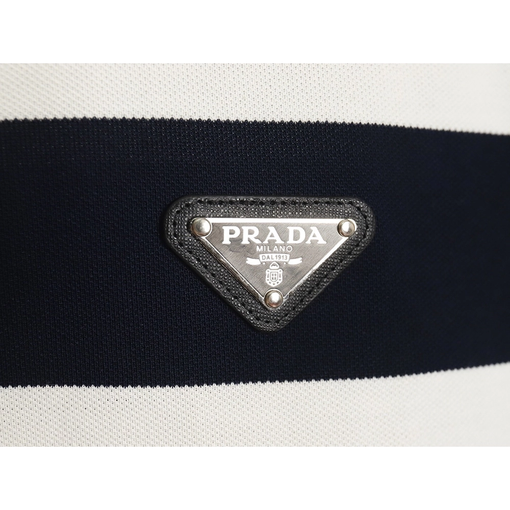 Prada StripedPanel ShortSleeve Polo,Prada Shirt,Shirt,APPAREL