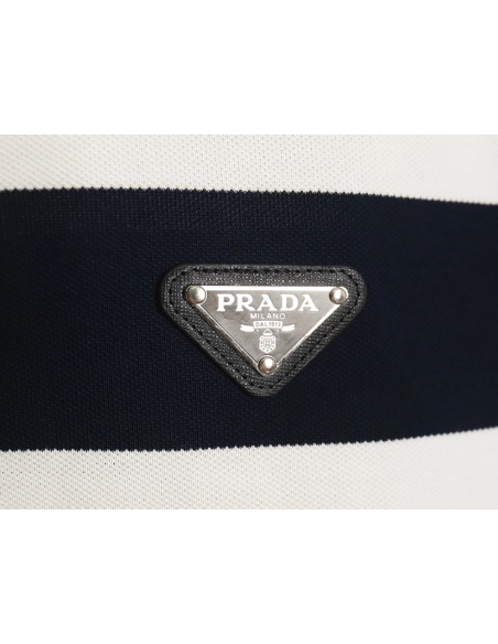 Prada StripedPanel ShortSleeve Polo,Prada Shirt,Shirt,APPAREL