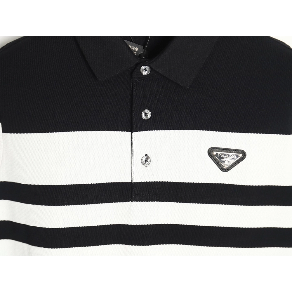 Prada StripedPanel ShortSleeve Polo,Prada Shirt,Shirt,APPAREL