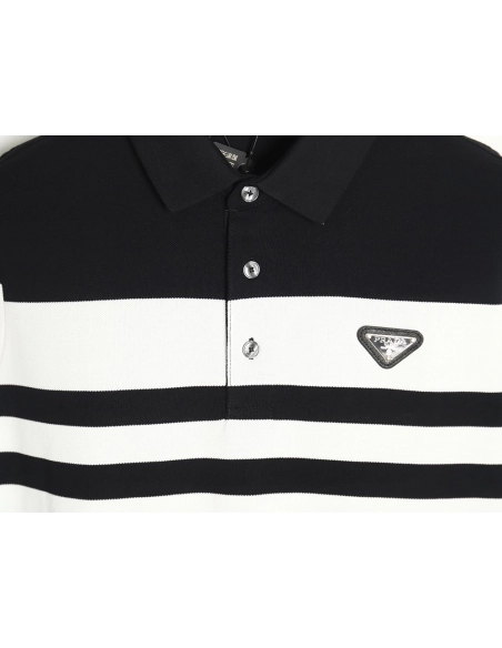 Prada StripedPanel ShortSleeve Polo,Prada Shirt,Shirt,APPAREL