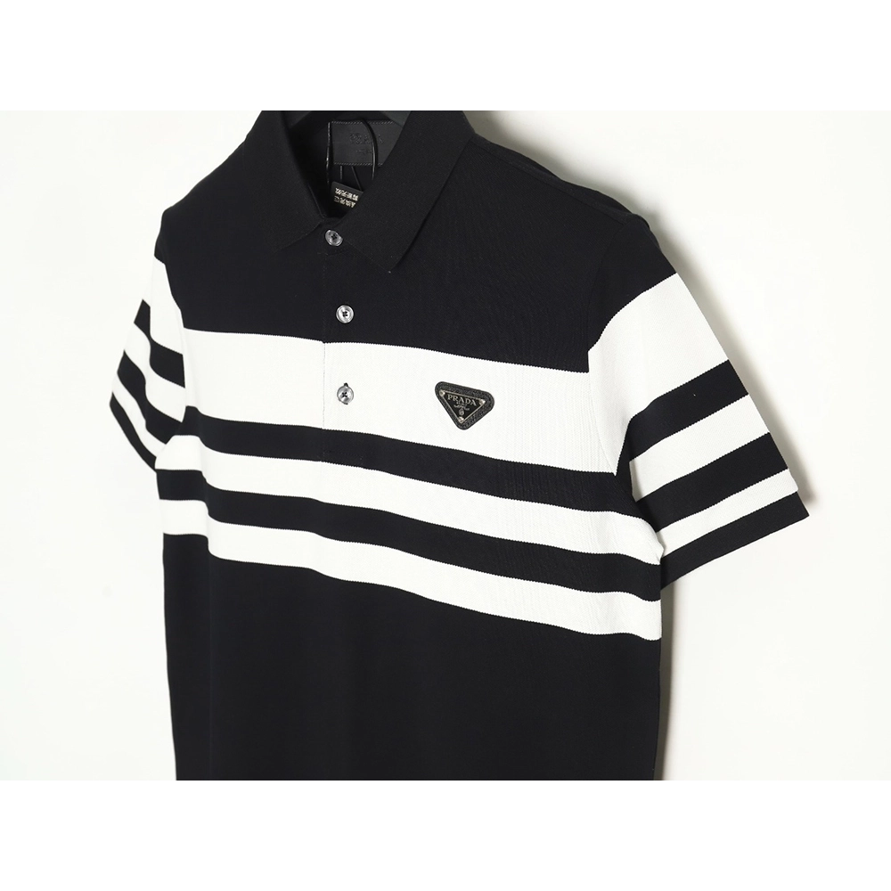 Prada StripedPanel ShortSleeve Polo,Prada Shirt,Shirt,APPAREL