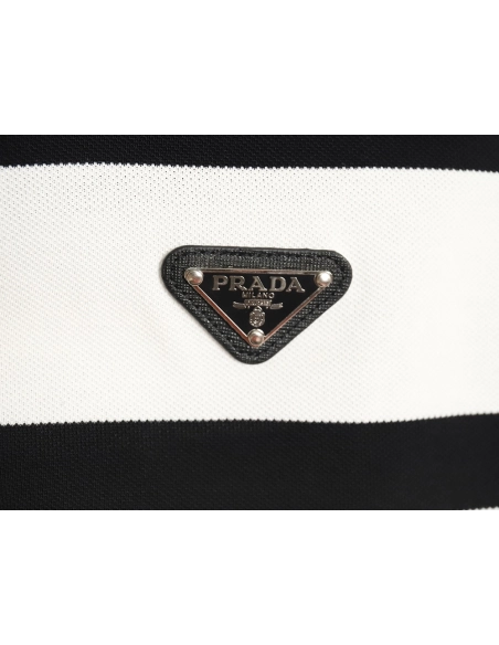 Prada StripedPanel ShortSleeve Polo,Prada Shirt,Shirt,APPAREL