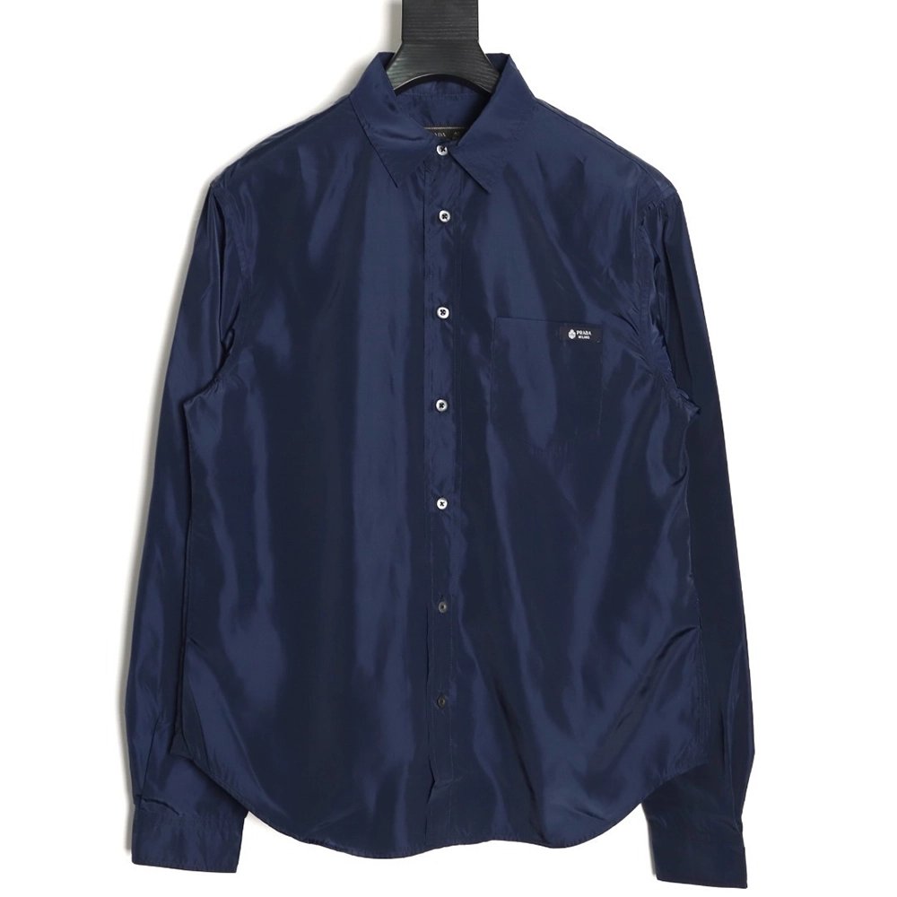 Prada pocket tag back triangle logo shirt,Prada Shirt,Shirt,APPAREL