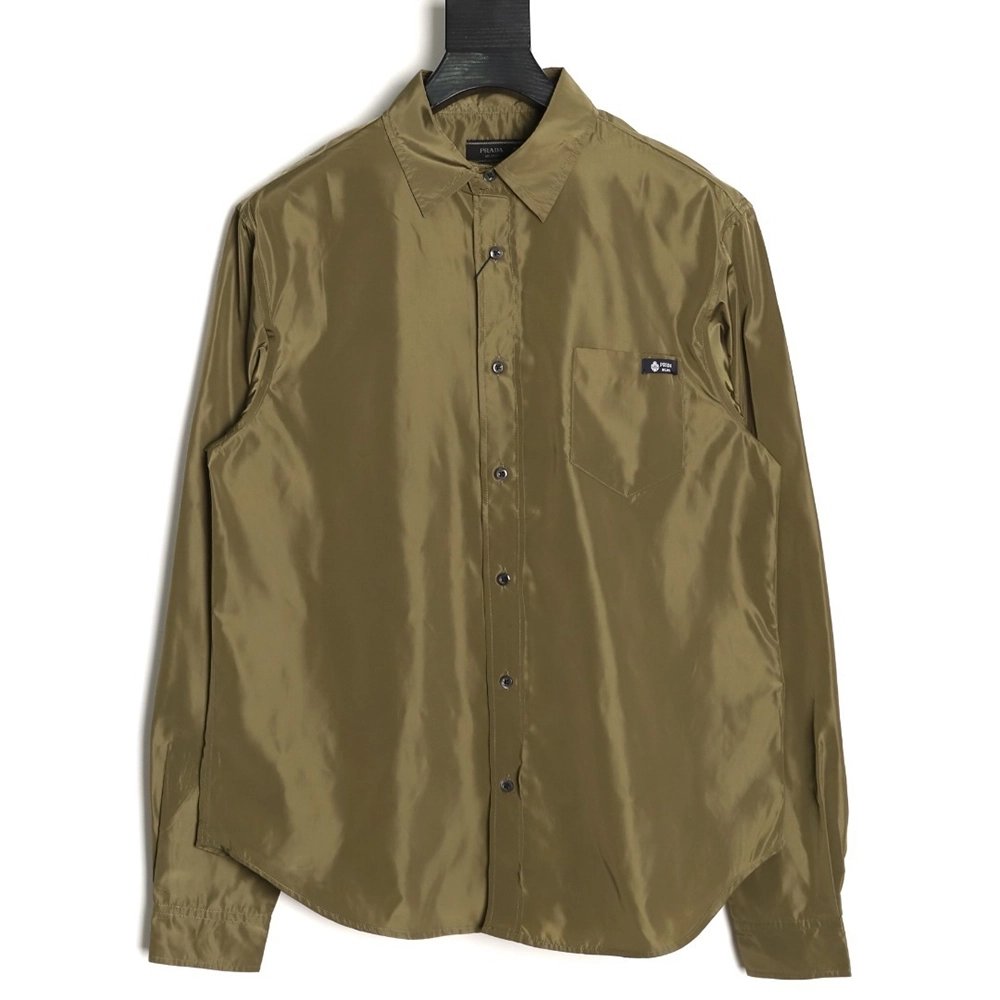 Prada pocket tag back triangle logo shirt,Prada Shirt,Shirt,APPAREL