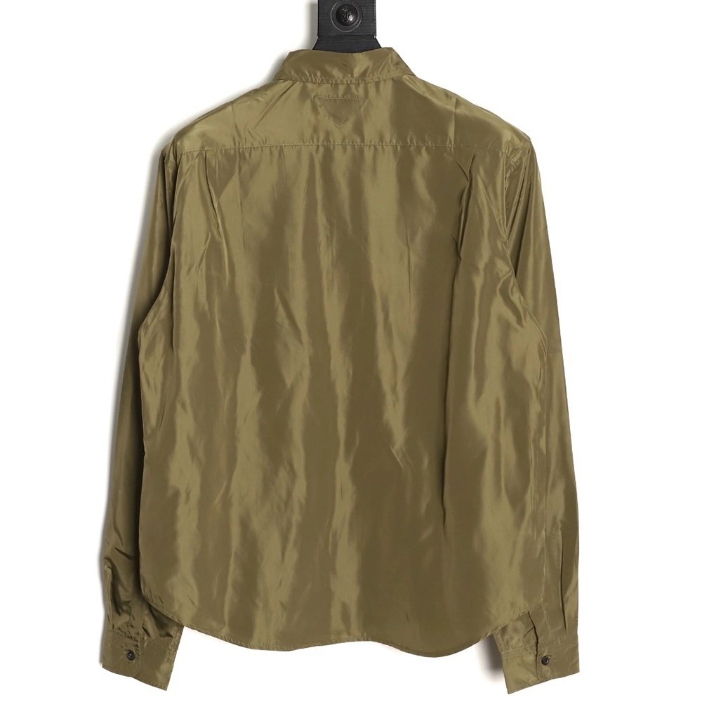 Prada pocket tag back triangle logo shirt,Prada Shirt,Shirt,APPAREL
