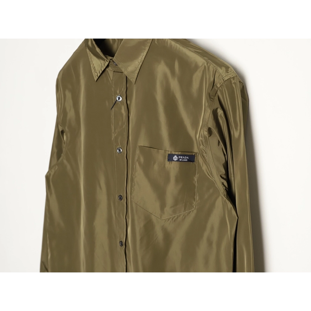 Prada pocket tag back triangle logo shirt,Prada Shirt,Shirt,APPAREL