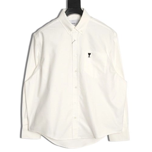 Ami Paris Pocket HeartEmbroidered Shirt,Ami Shirt,Shirt,APPAREL