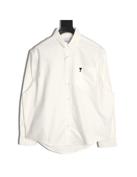 Ami Paris Pocket HeartEmbroidered Shirt,Ami Shirt,Shirt,APPAREL