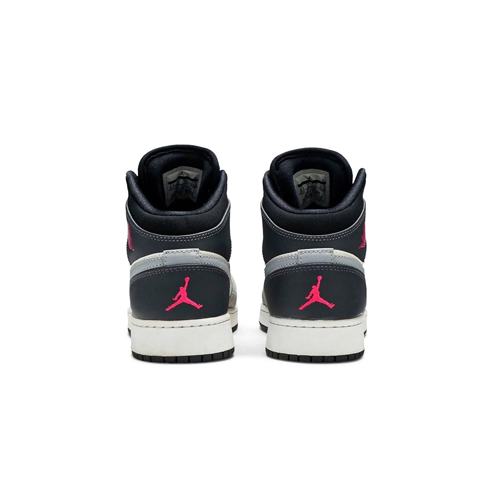 AIR JORDAN 1 MID GS WHITE GREY HYPER PINK 555112 117,AIR JORDAN 1 MID,Air Jordan
