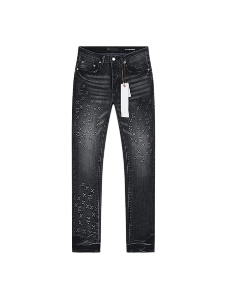 Purple Brand Jeans Cross-Embroidered Jeans,Purple Jeans,PANTS JEANS,APPAREL