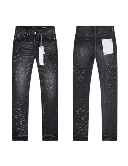 Purple Brand Jeans Cross-Embroidered Jeans,Purple Jeans,PANTS JEANS,APPAREL
