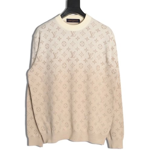Louis Vuitton Khaki Gradient All-Over Monogram Knit Sweater,Louis Vuitton