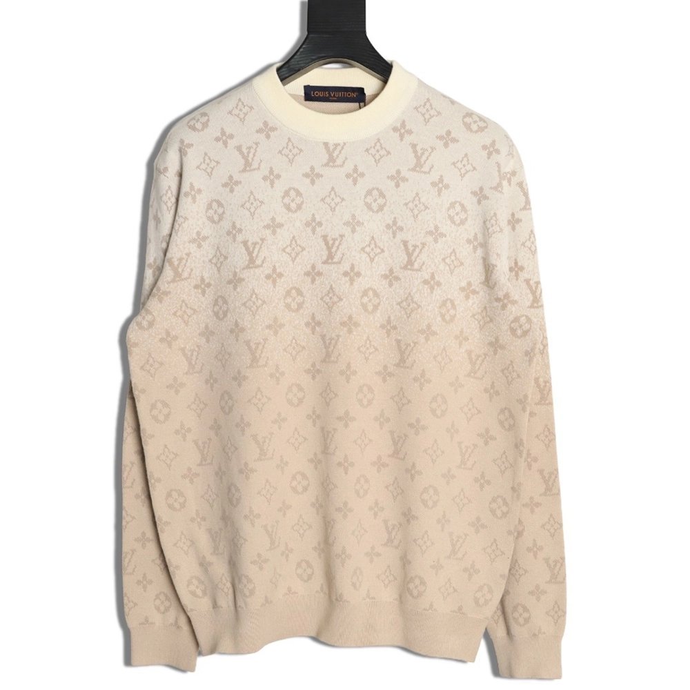 Louis Vuitton Khaki Gradient All-Over Monogram Knit Sweater,Louis Vuitton