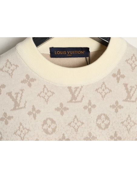 Louis Vuitton Khaki Gradient All-Over Monogram Knit Sweater,Louis Vuitton
