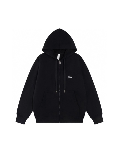 Alo Yoga Zip-Up Hoodie K521 Black,ALO Hoodie,Hoodie,APPAREL