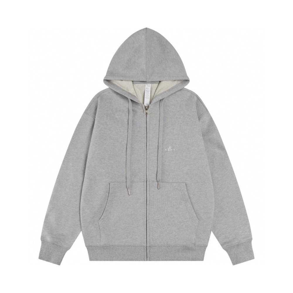 Alo Yoga Zip-Up Hoodie K521 Gray,ALO Hoodie,Hoodie,APPAREL