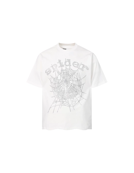 Sp5der Rhinestone T-shirt T014 Black White,Sp5der T-shirt,Tshirt,APPAREL