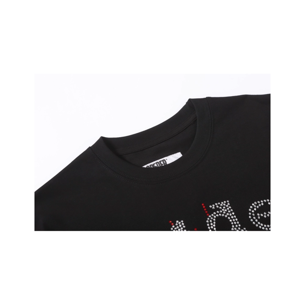 Sp5der Rhinestone T-shirt T014 Black White,Sp5der T-shirt,Tshirt,APPAREL