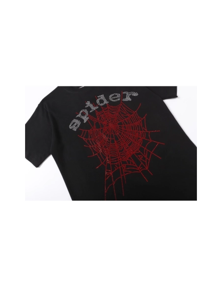 Sp5der Rhinestone T-shirt T014 Black White,Sp5der T-shirt,Tshirt,APPAREL