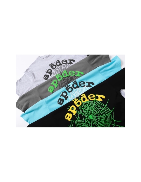 Sp5der T-shirt T010 Black Blue Gray Olive,Sp5der T-shirt,Tshirt,APPAREL