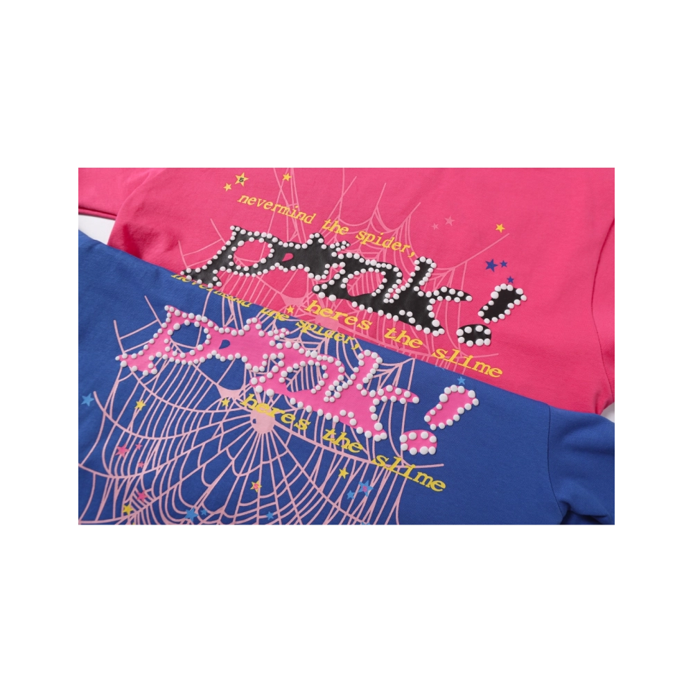 Sp5der T-shirt T009 Black Blue Pink,Sp5der T-shirt,Tshirt,APPAREL