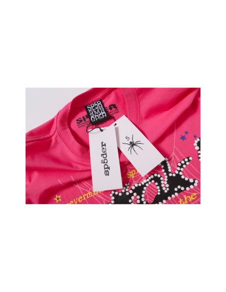 Sp5der T-shirt T009 Black Blue Pink,Sp5der T-shirt,Tshirt,APPAREL