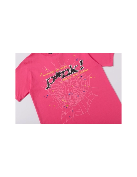 Sp5der T-shirt T009 Black Blue Pink,Sp5der T-shirt,Tshirt,APPAREL