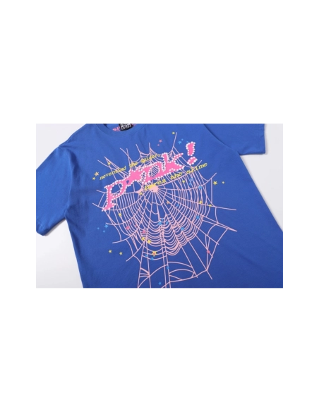 Sp5der T-shirt T009 Black Blue Pink,Sp5der T-shirt,Tshirt,APPAREL