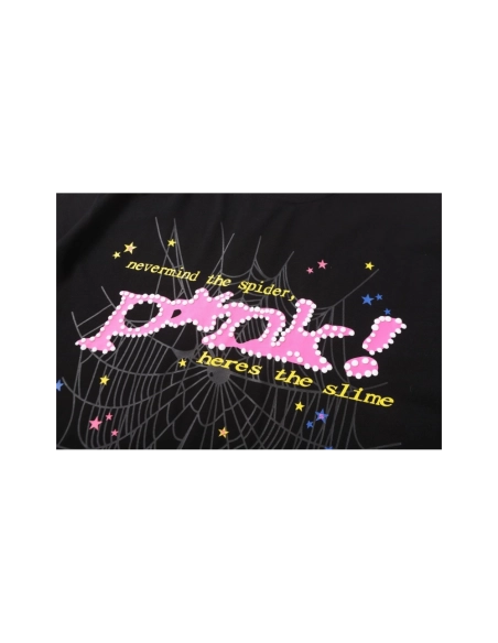 Sp5der T-shirt T009 Black Blue Pink,Sp5der T-shirt,Tshirt,APPAREL