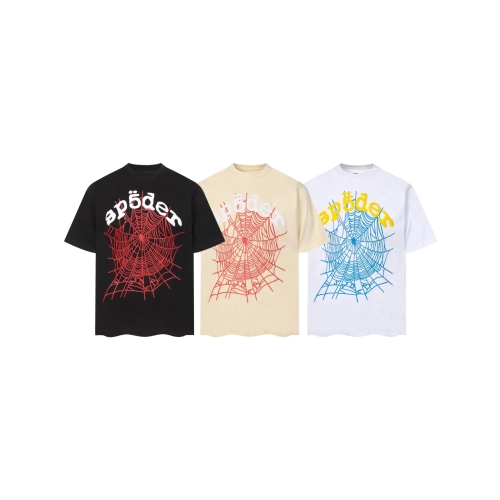 Sp5der T-shirt T002 Black White Khaki,Sp5der T-shirt,Tshirt,APPAREL
