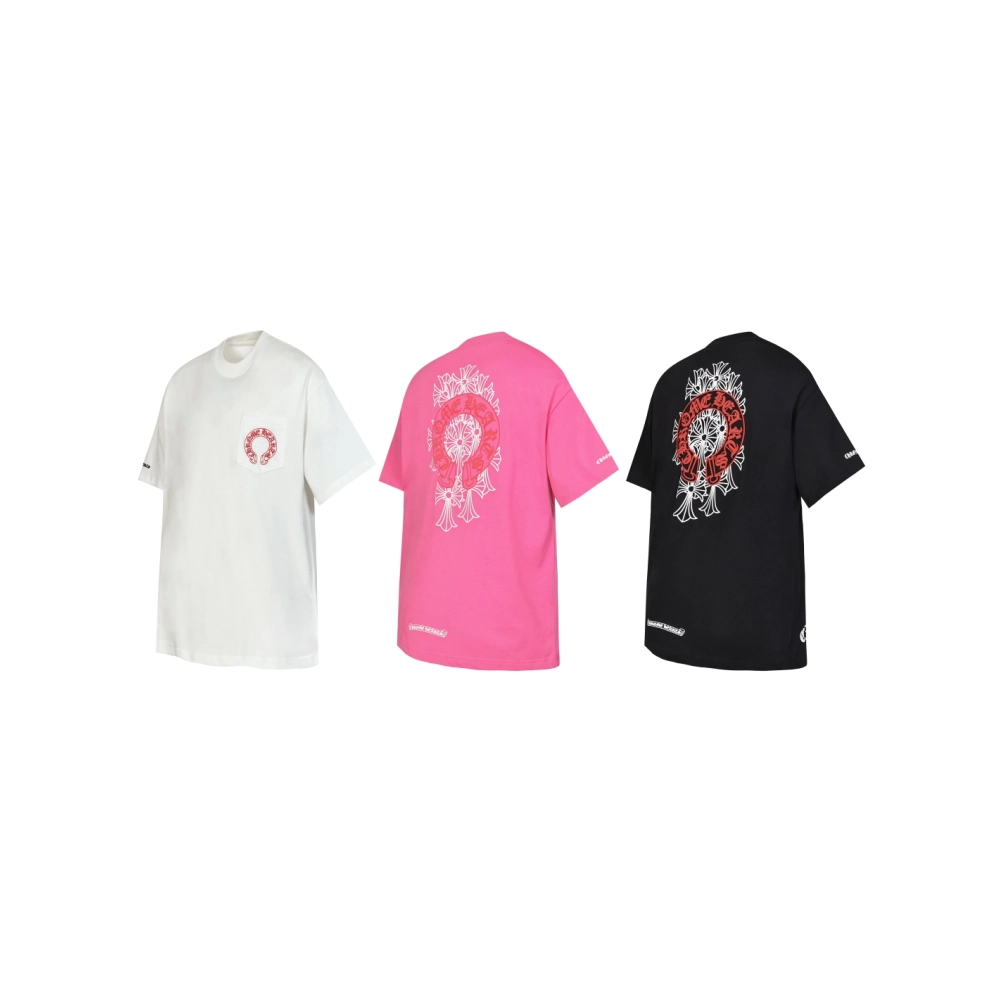 Chrome Hearts T-shirt 2221 Black White Pink,Chrome Hearts T Shirt,Tshirt,APPAREL
