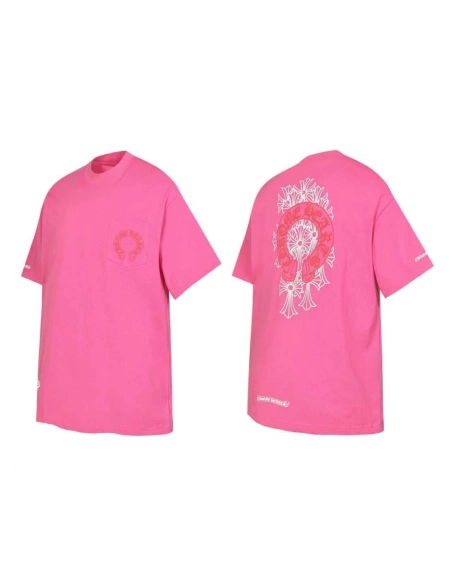 Chrome Hearts T-shirt 2221 Black White Pink,Chrome Hearts T Shirt,Tshirt,APPAREL