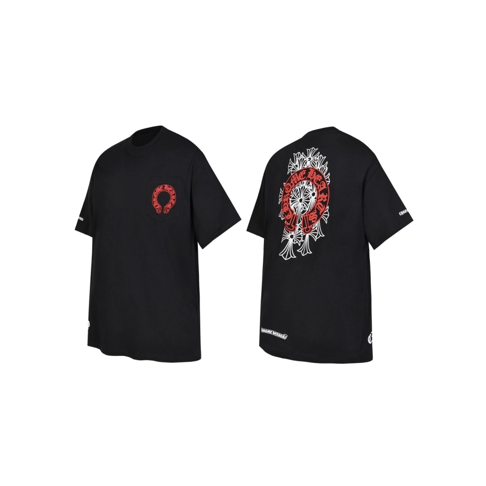 Chrome Hearts T-shirt 2221 Black White Pink,Chrome Hearts T Shirt,Tshirt,APPAREL