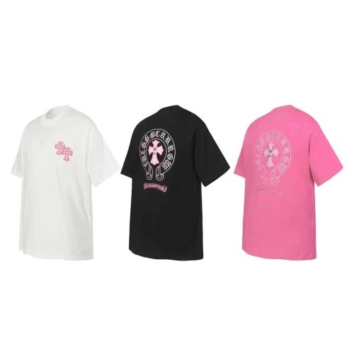 Chrome Hearts T-shirt 2207 Black White Pink,Chrome Hearts T Shirt,Tshirt,APPAREL