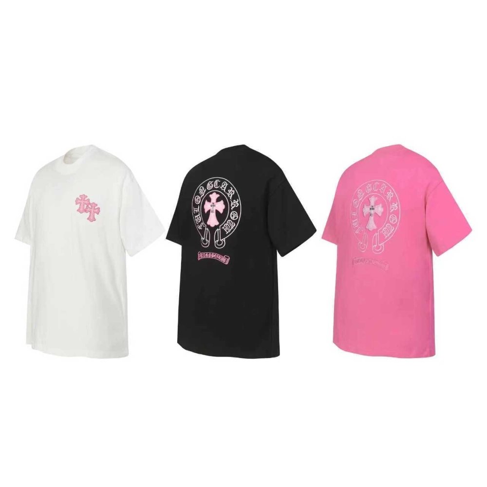 Chrome Hearts T-shirt 2207 Black White Pink,Chrome Hearts T Shirt,Tshirt,APPAREL