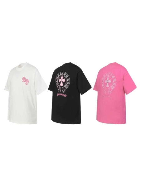Chrome Hearts T-shirt 2207 Black White Pink,Chrome Hearts T Shirt,Tshirt,APPAREL