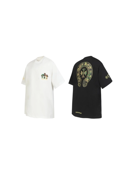 Chrome Hearts T-shirt 2231 Black White,Chrome Hearts T Shirt,Tshirt,APPAREL