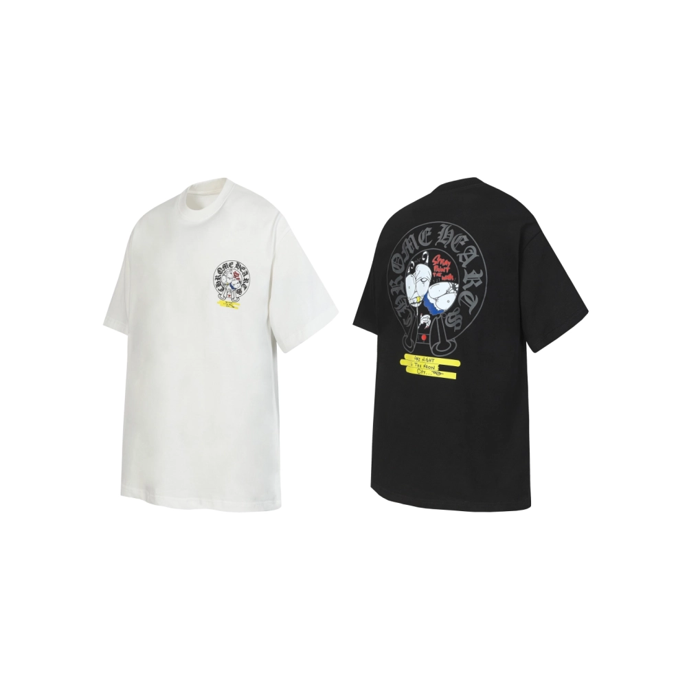 Chrome Hearts T-shirt 2229 Black White,Chrome Hearts T Shirt,Tshirt,APPAREL