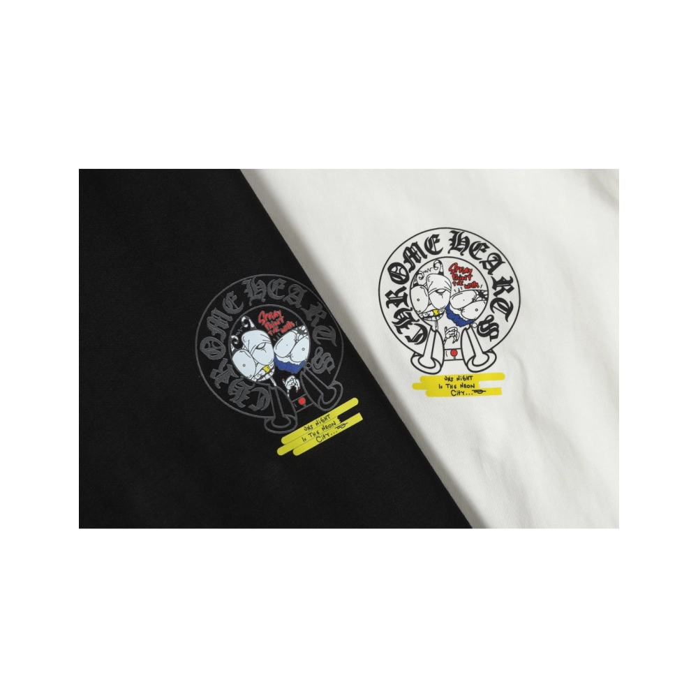 Chrome Hearts T-shirt 2229 Black White,Chrome Hearts T Shirt,Tshirt,APPAREL